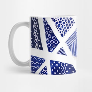 Geometric doodles - blue and white Mug